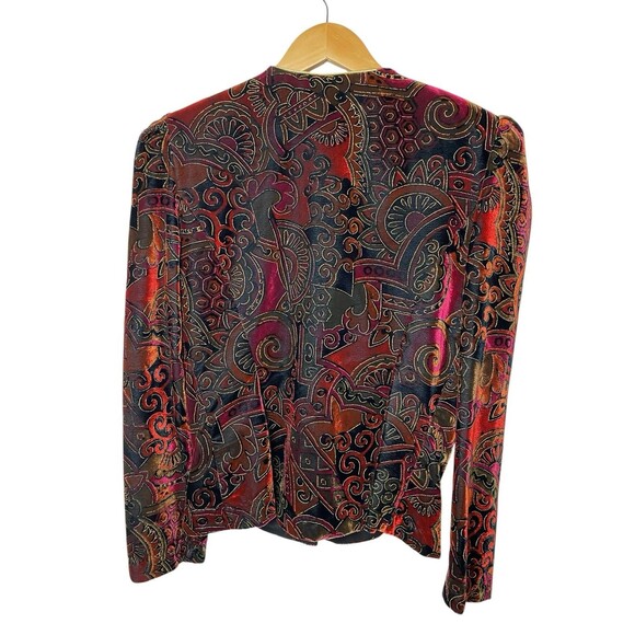 Vintage Another Thyme Jacket Women's M Paisley Velvet Brocade Button Made USA - Picture 2 of 10